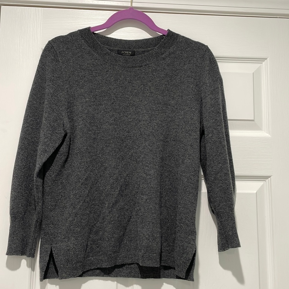 Jcrew Cashmere Gray 3/4 sleeve Sweater